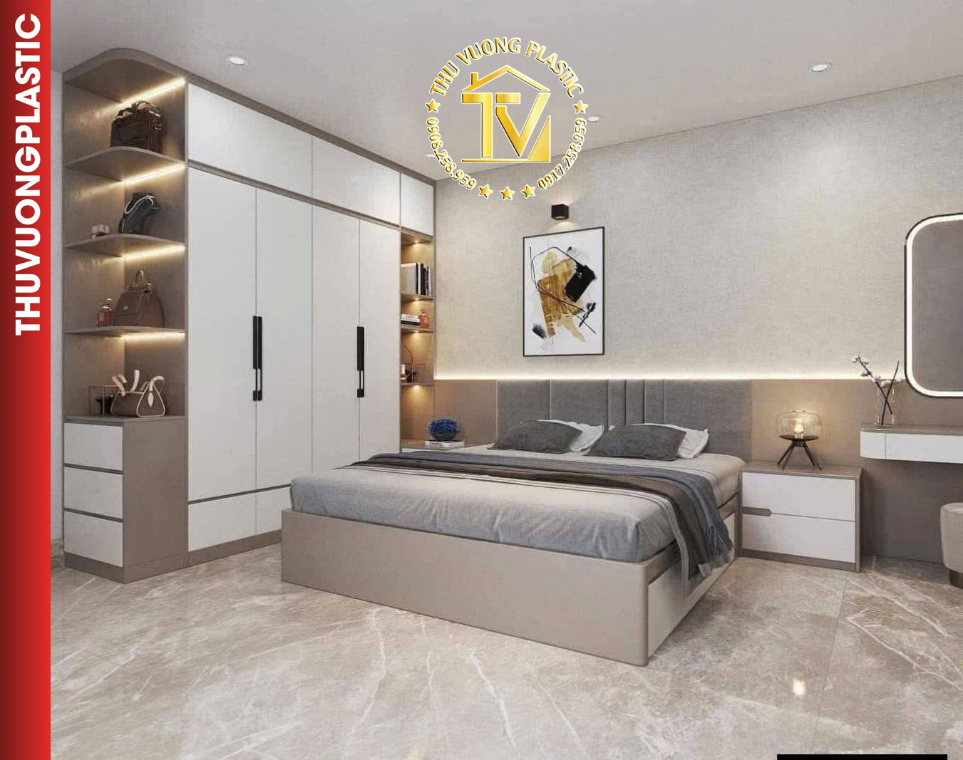 Thi công phòng ngủ hiện đại cho phòng ngủ