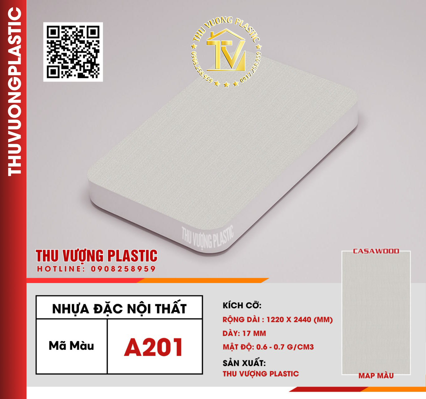 Casawood A201 Tấm Nhựa Đặc Nội Thất PVC