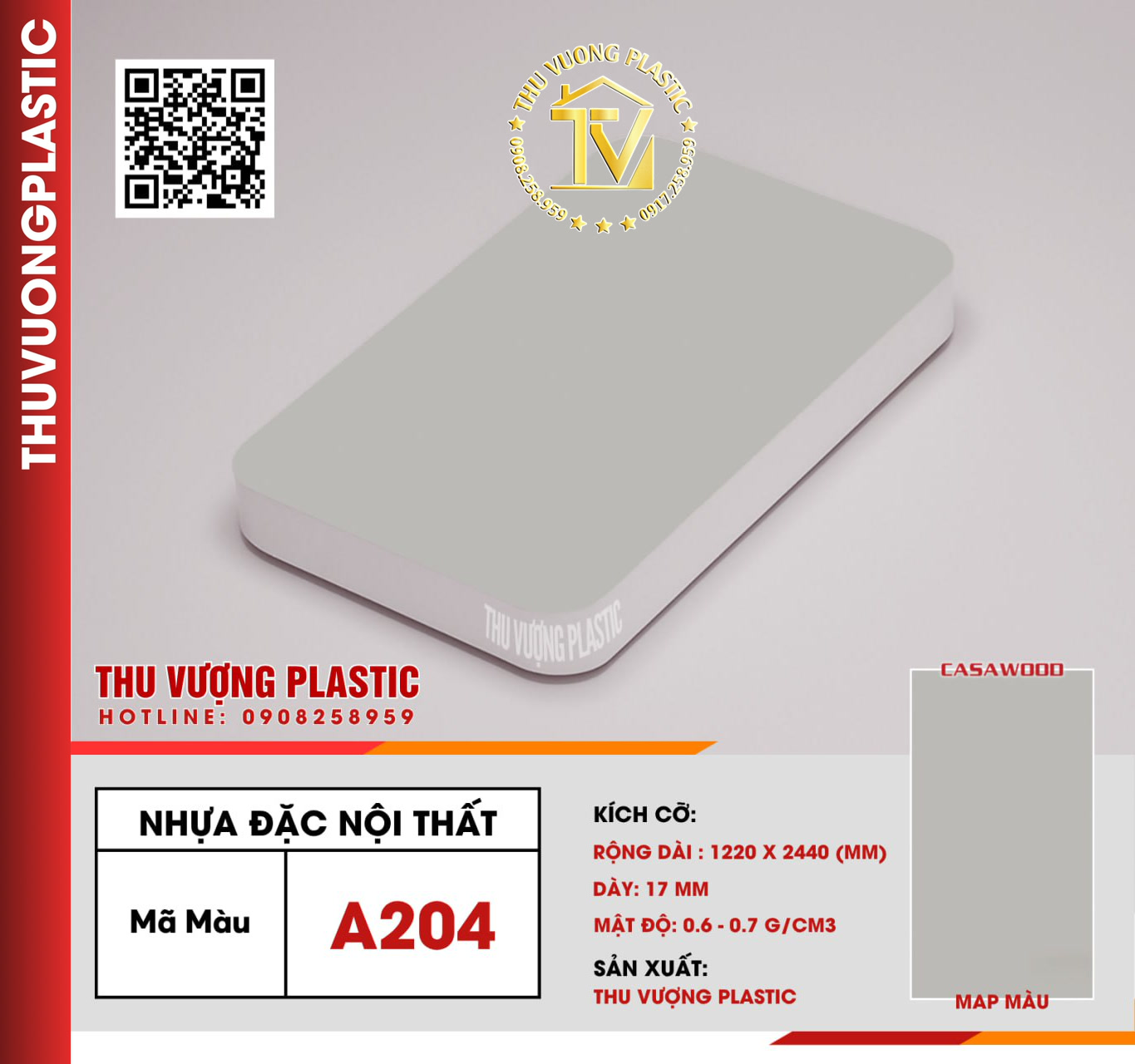 Casawood A204 Tấm Nhựa Đặc Nội Thất PVC
