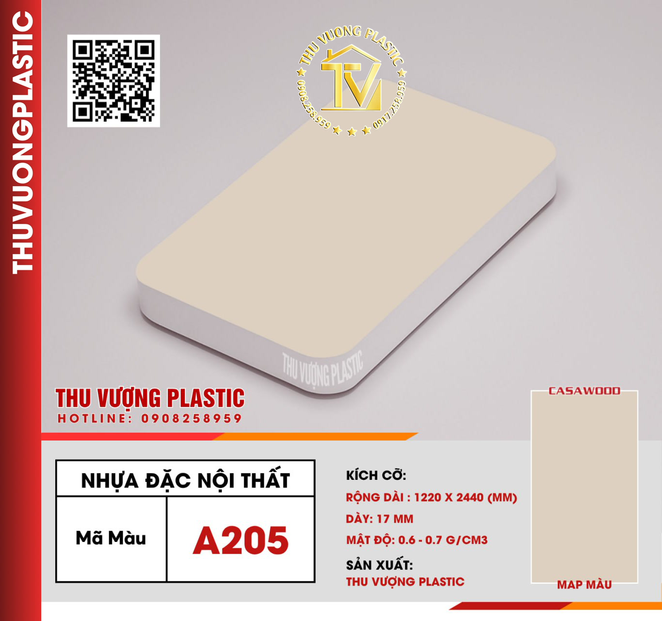 Casawood A205 Tấm Nhựa Đặc Nội Thất PVC