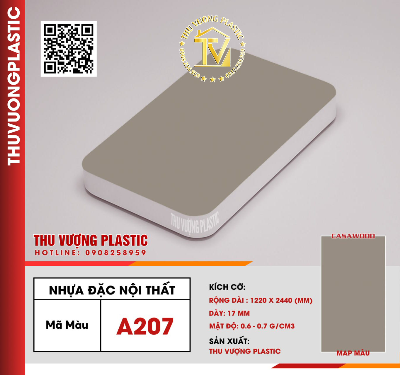 Casawood A207 Tấm Nhựa Đặc Nội Thất PVC
