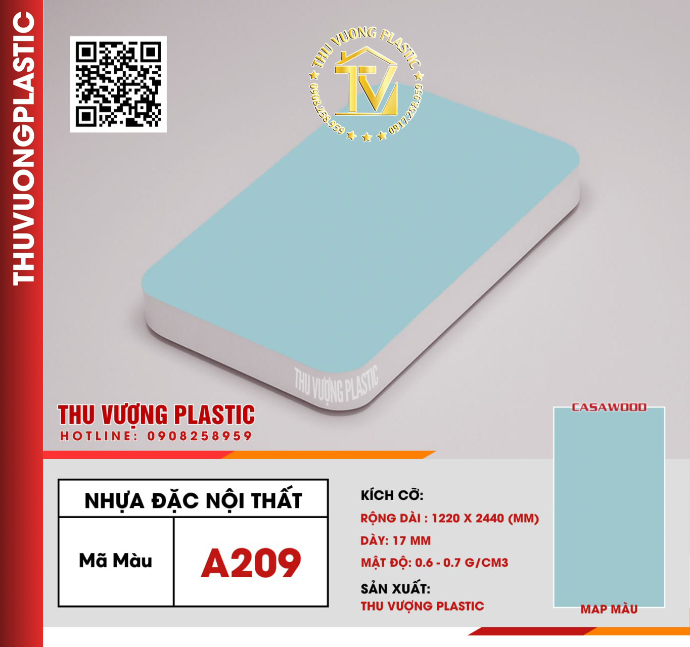 Casawood A209 Tấm Nhựa Đặc Nội Thất PVC