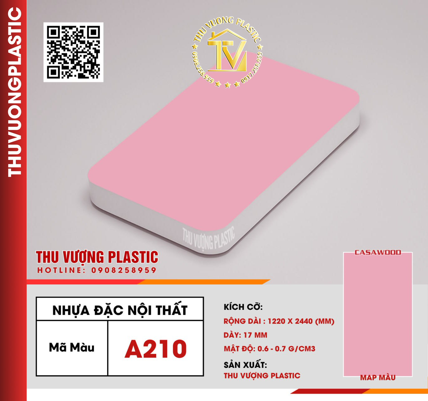 Casawood A210 Tấm Nhựa Đặc Nội Thất PVC