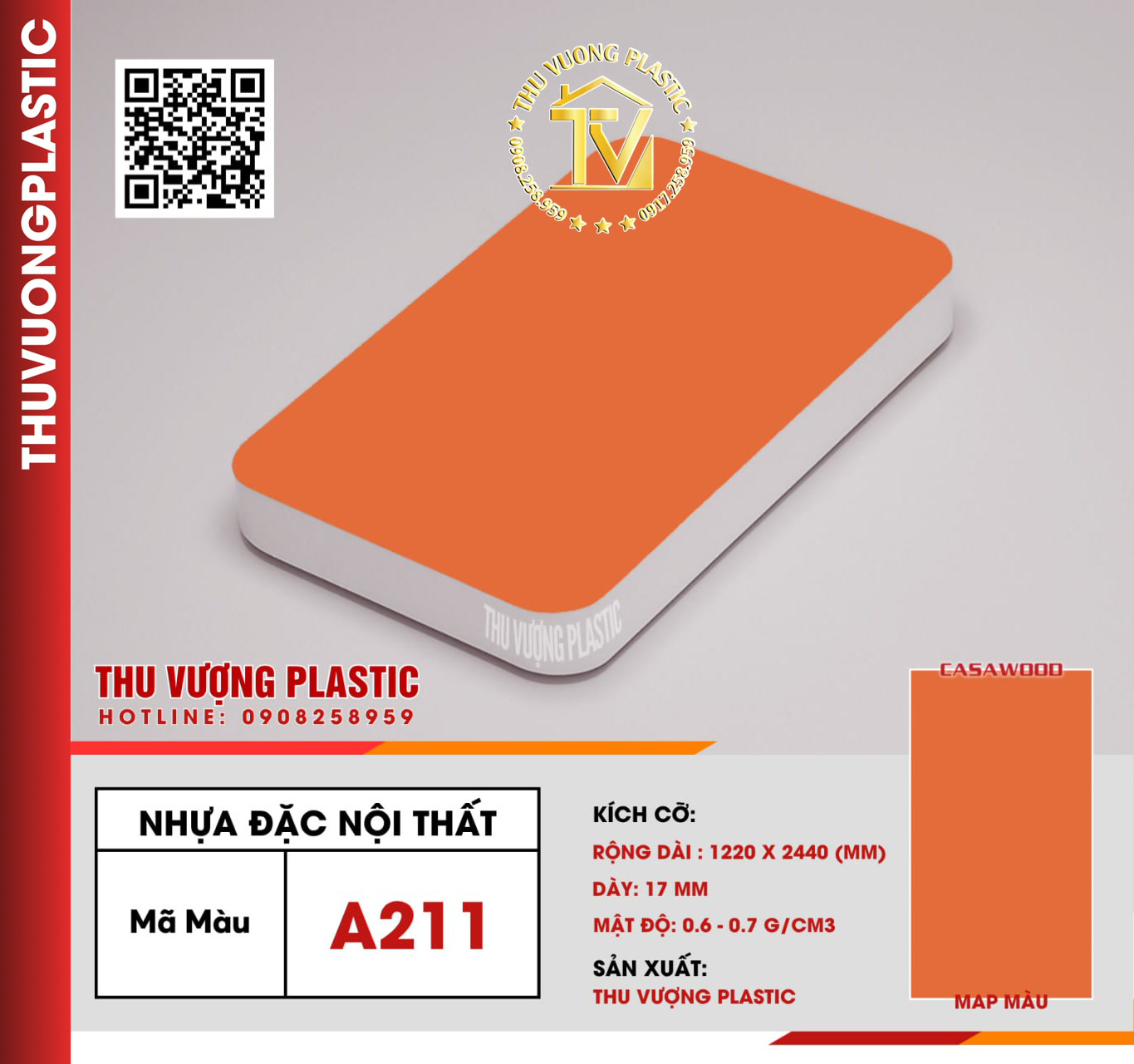 Casawood A211 Tấm Nhựa Đặc Nội Thất PVC