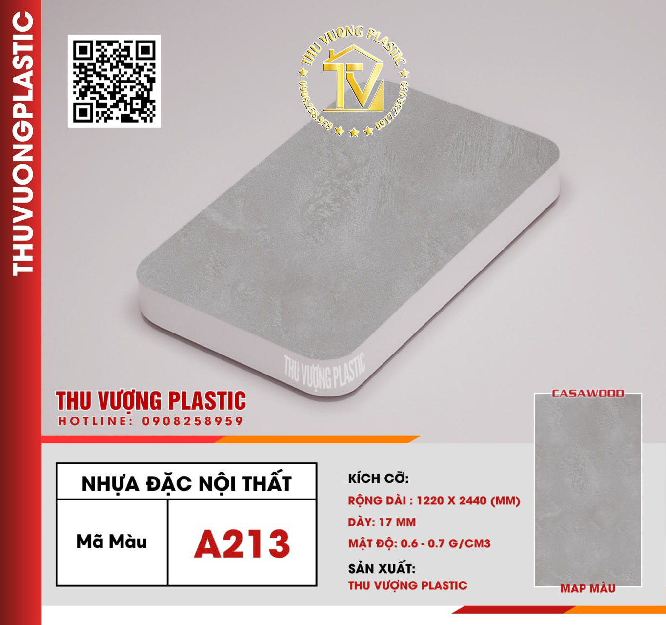Casawood A213 Tấm Nhựa Đặc Nội Thất PVC