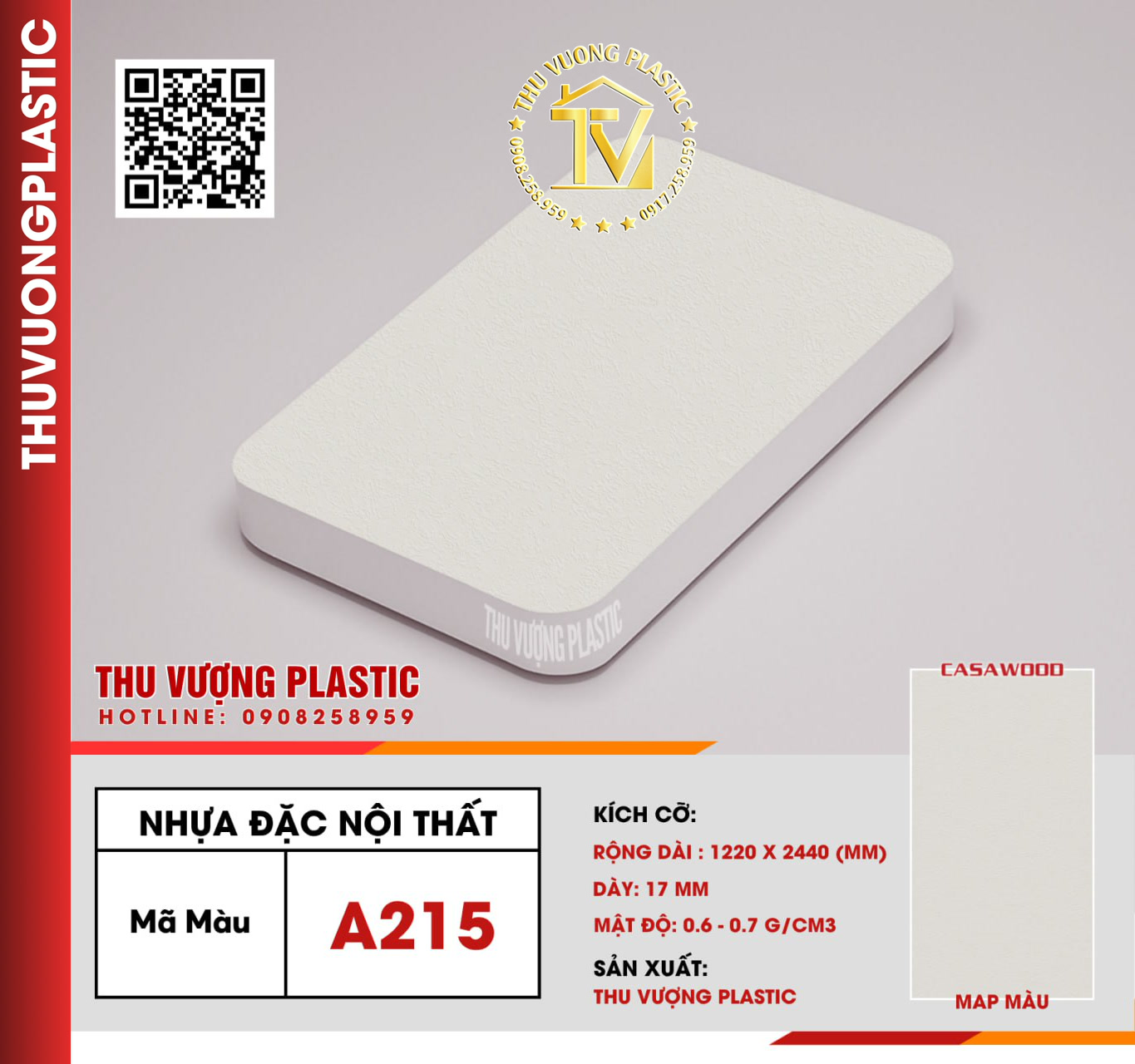 Casawood A215 Tấm Nhựa Đặc Nội Thất PVC