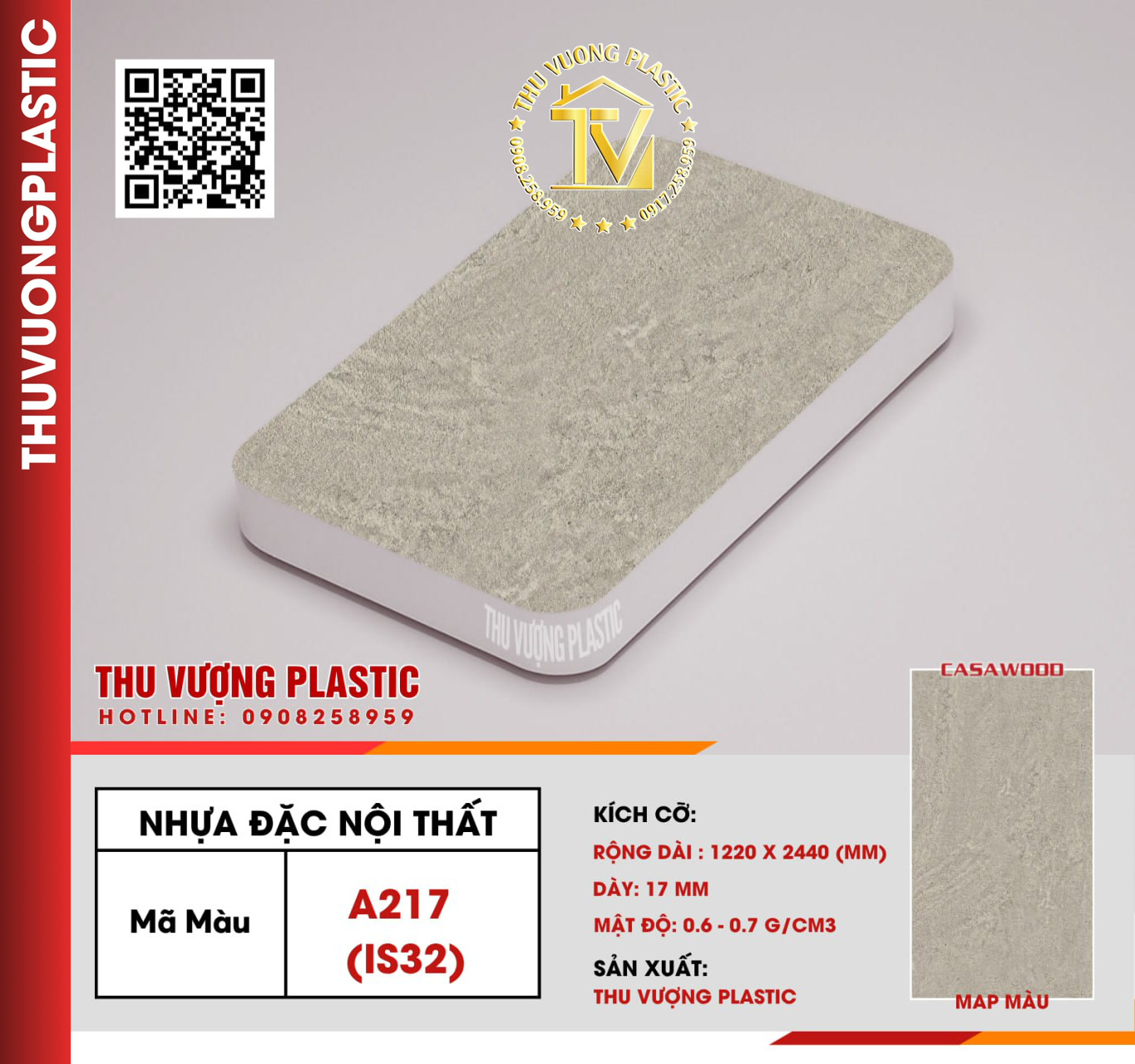 Casawood A217 (IS32) Tấm Nhựa Đặc Nội Thất PVC