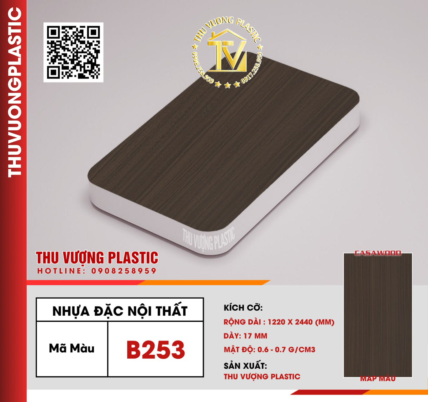 Casawood B253 Tấm Nhựa Đặc Nội Thất PVC