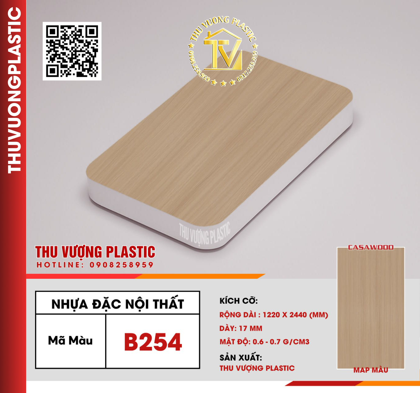 Casawood B254 Tấm Nhựa Đặc Nội Thất PVC