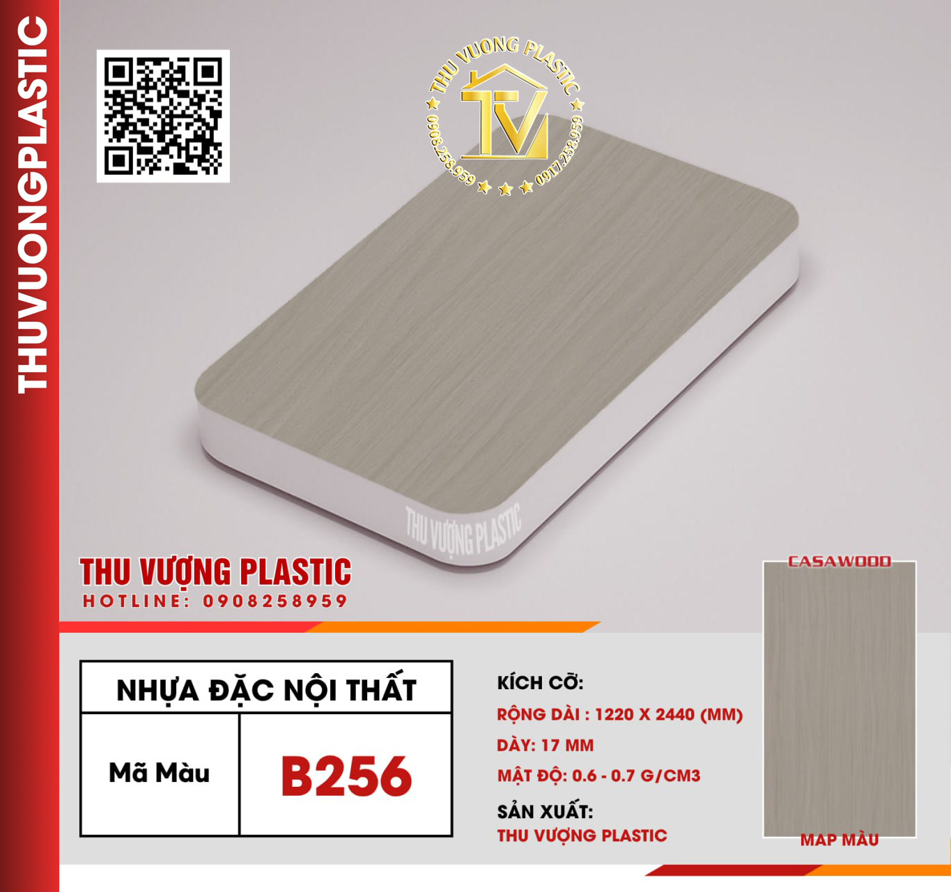 Casawood B256 Tấm Nhựa Đặc Nội Thất PVC