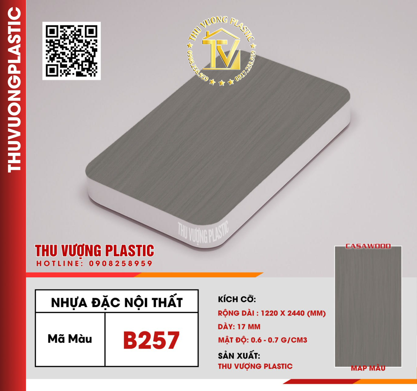 Casawood B257 Tấm Nhựa Đặc Nội Thất PVC
