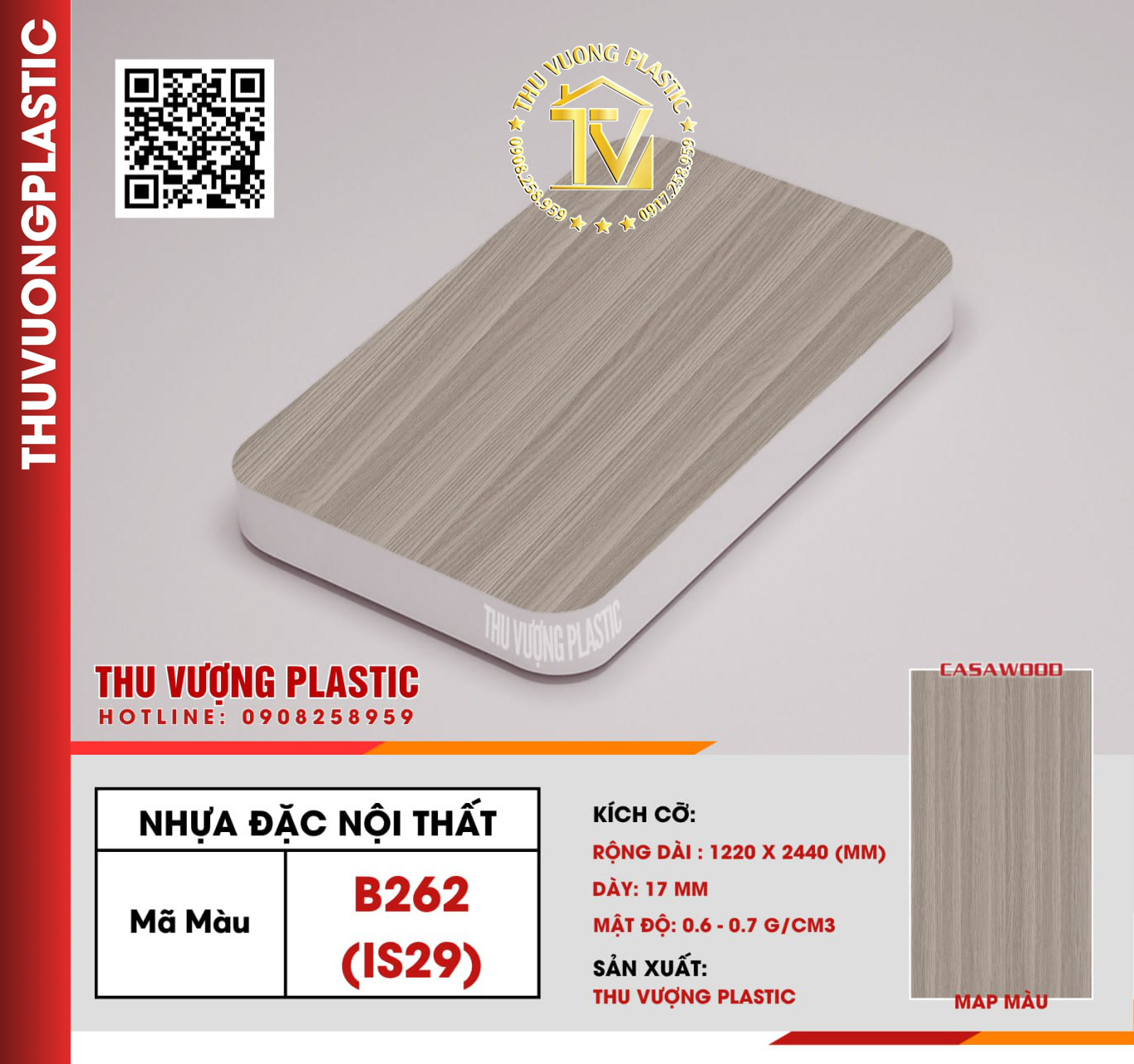 Casawood B262(IS29) Tấm Nhựa Đặc Nội Thất PVC