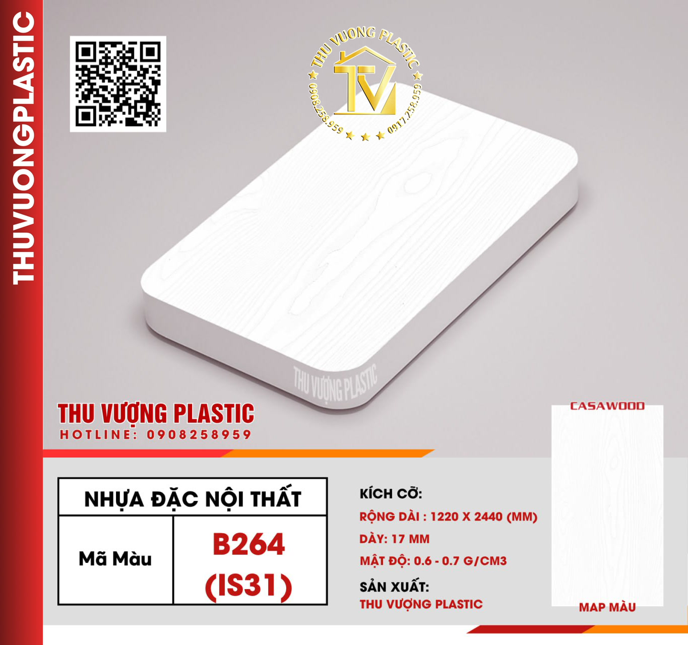 Casawood B264(IS31) Tấm Nhựa Đặc Nội Thất PVC