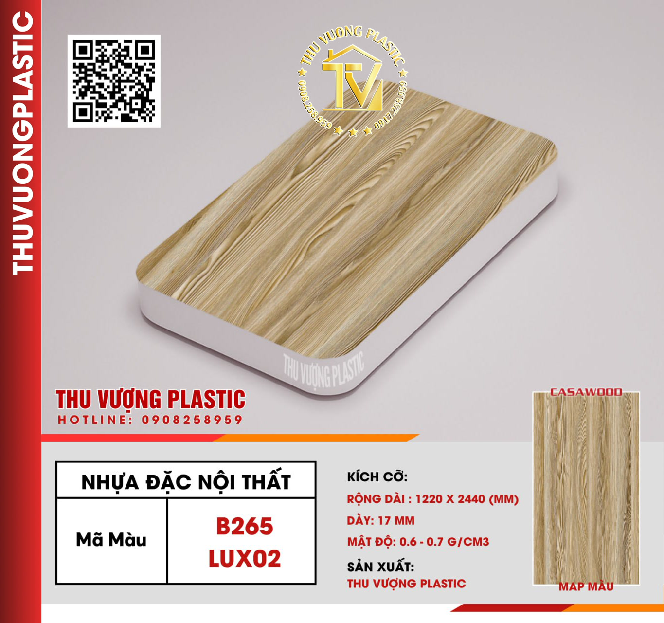 Casawood B265 (LUX02) Tấm Nhựa Đặc Nội Thất PVC