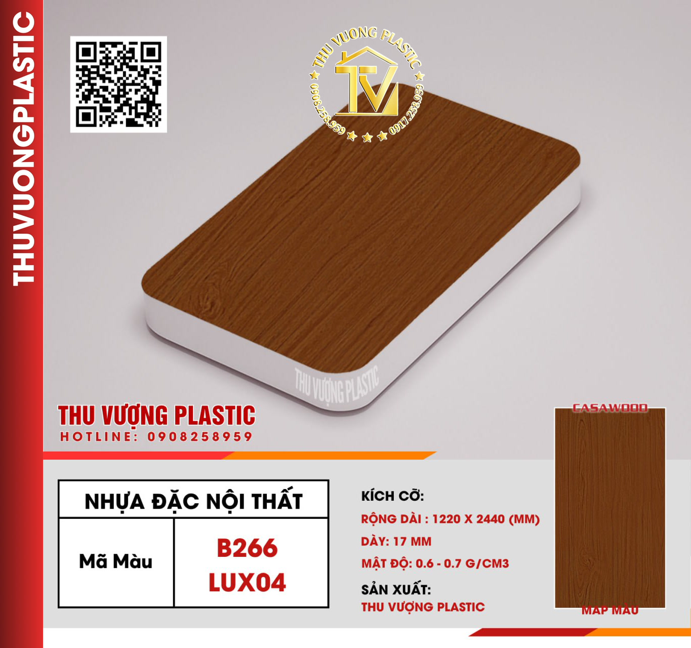 Casawood B266 (LUX04) Tấm Nhựa Đặc Nội Thất PVC