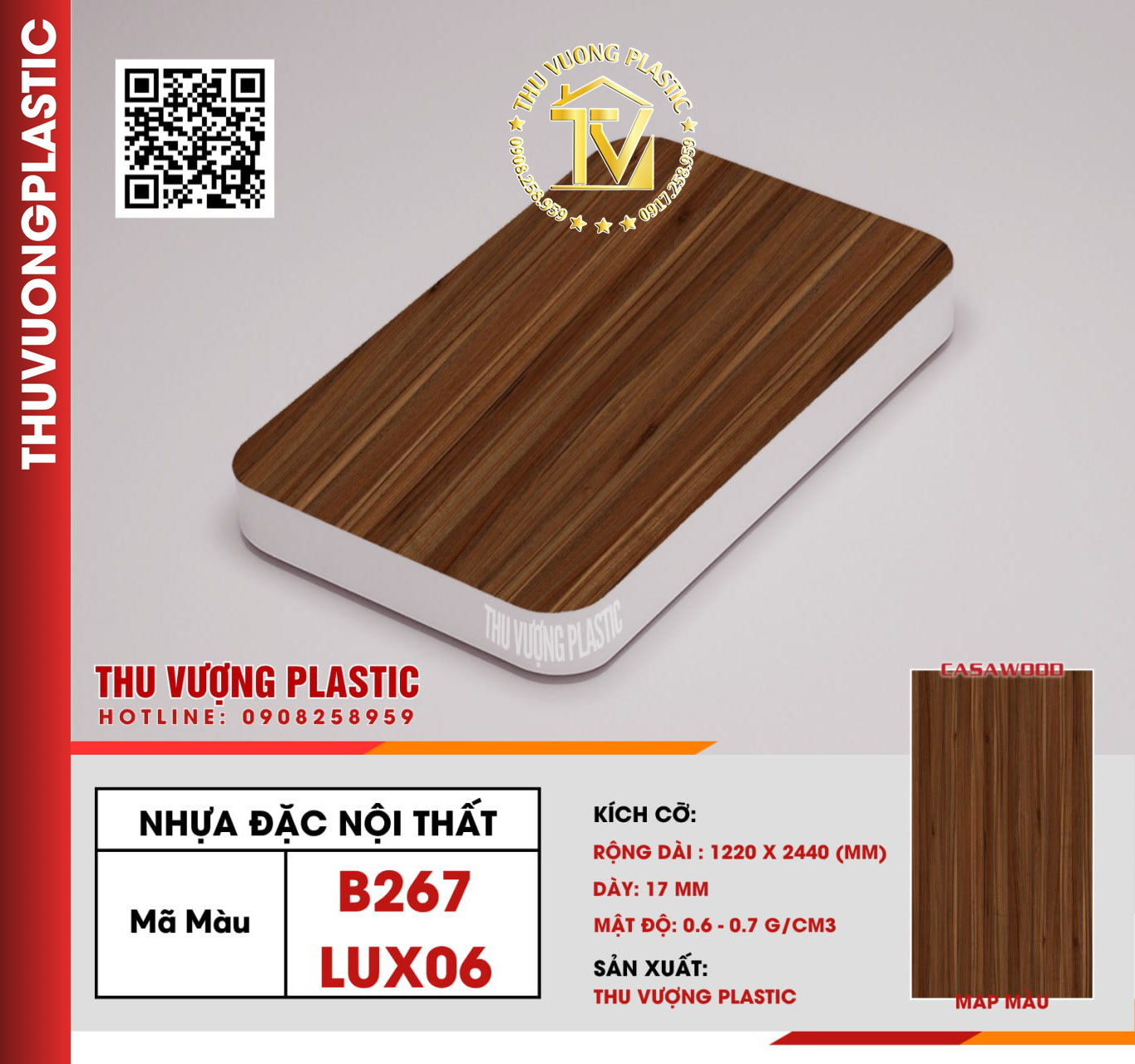Casawood B267 (LUX06) Tấm Nhựa Đặc Nội Thất PVC