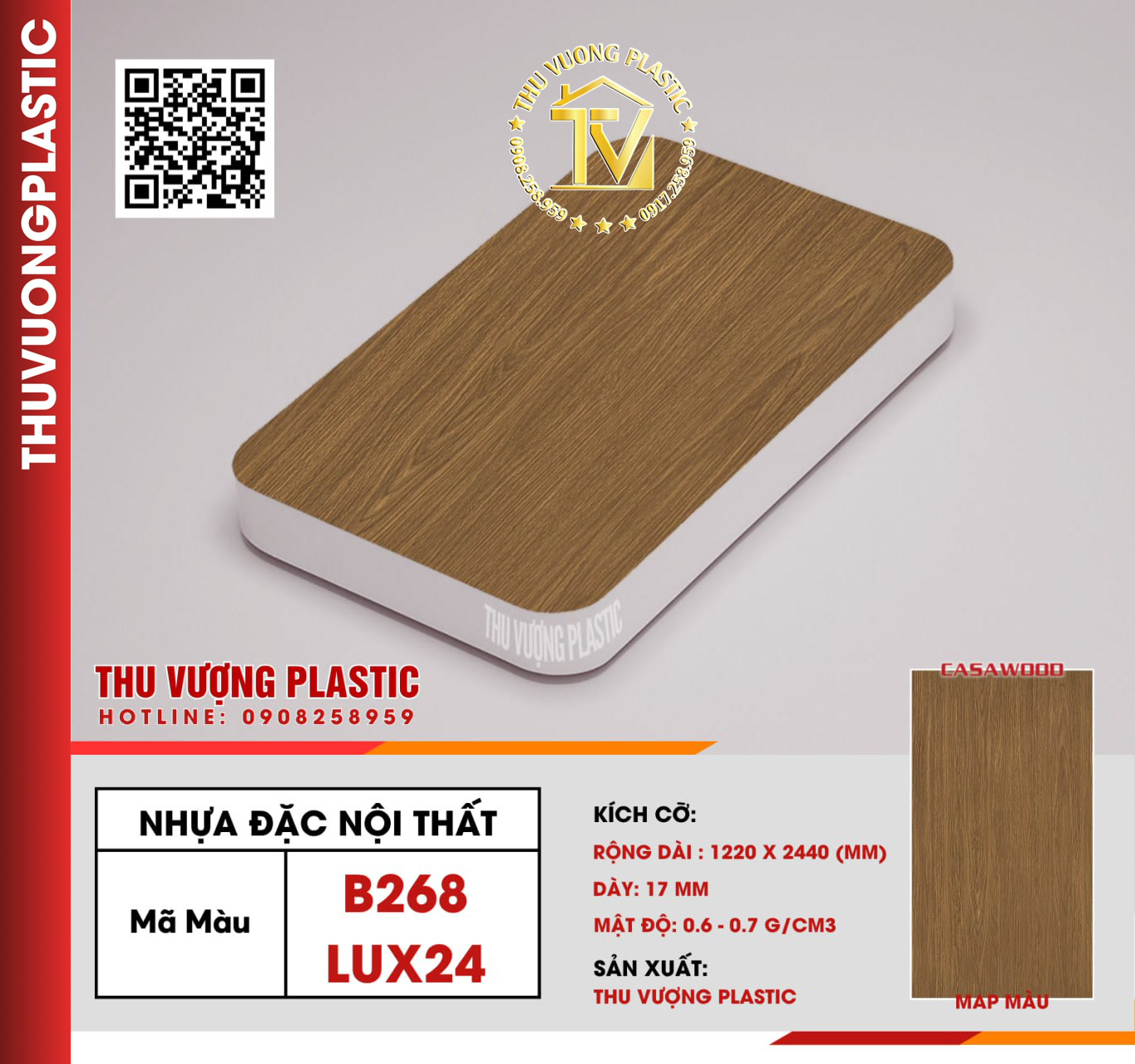 Casawood B268 (LUX24) Tấm Nhựa Đặc Nội Thất PVC