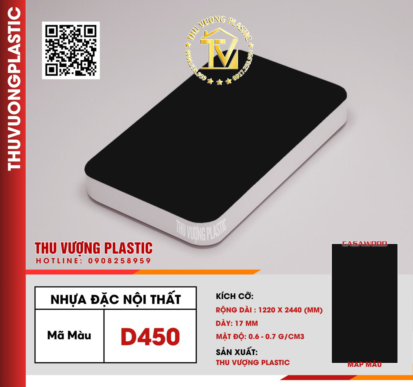 Casawood C450 Tấm Nhựa Đặc Nội Thất PVC