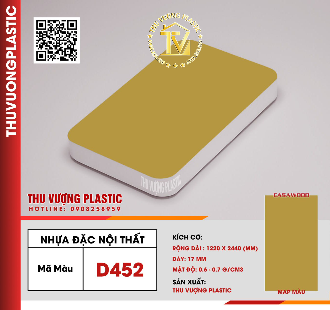 Casawood C452 Tấm Nhựa Đặc Nội Thất PVC