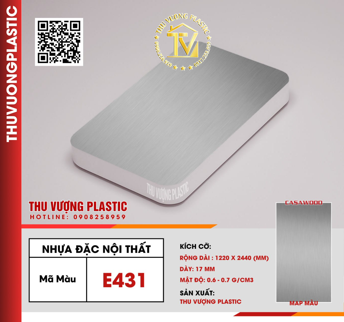 Casawood E431 Tấm Nhựa Đặc Nội Thất PVC