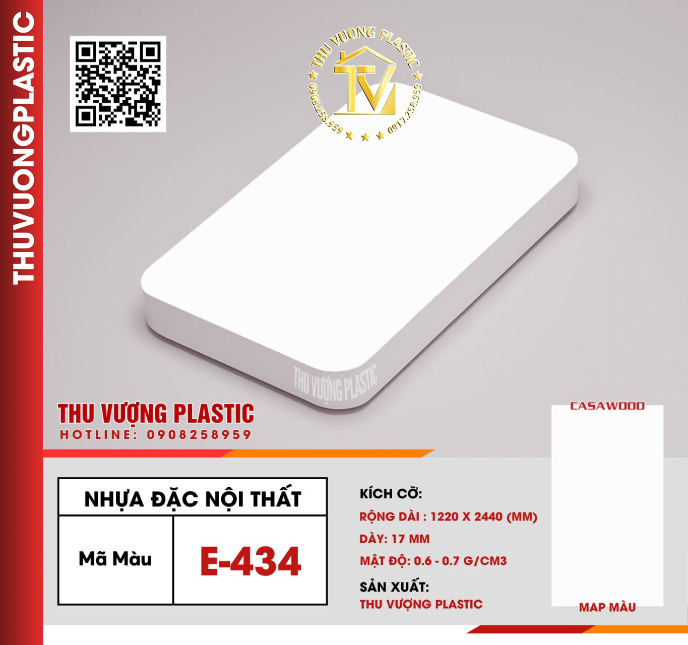 Casawood E434 Tấm Nhựa Đặc Nội Thất PVC