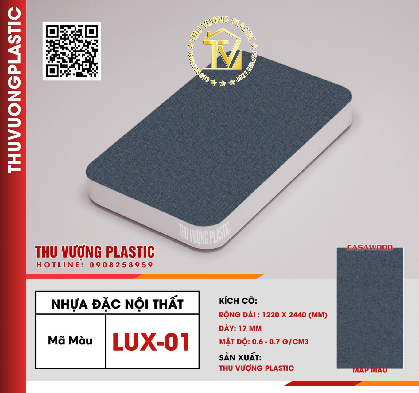 Casawood LUX01 Tấm Nhựa Đặc Nội Thất PVC