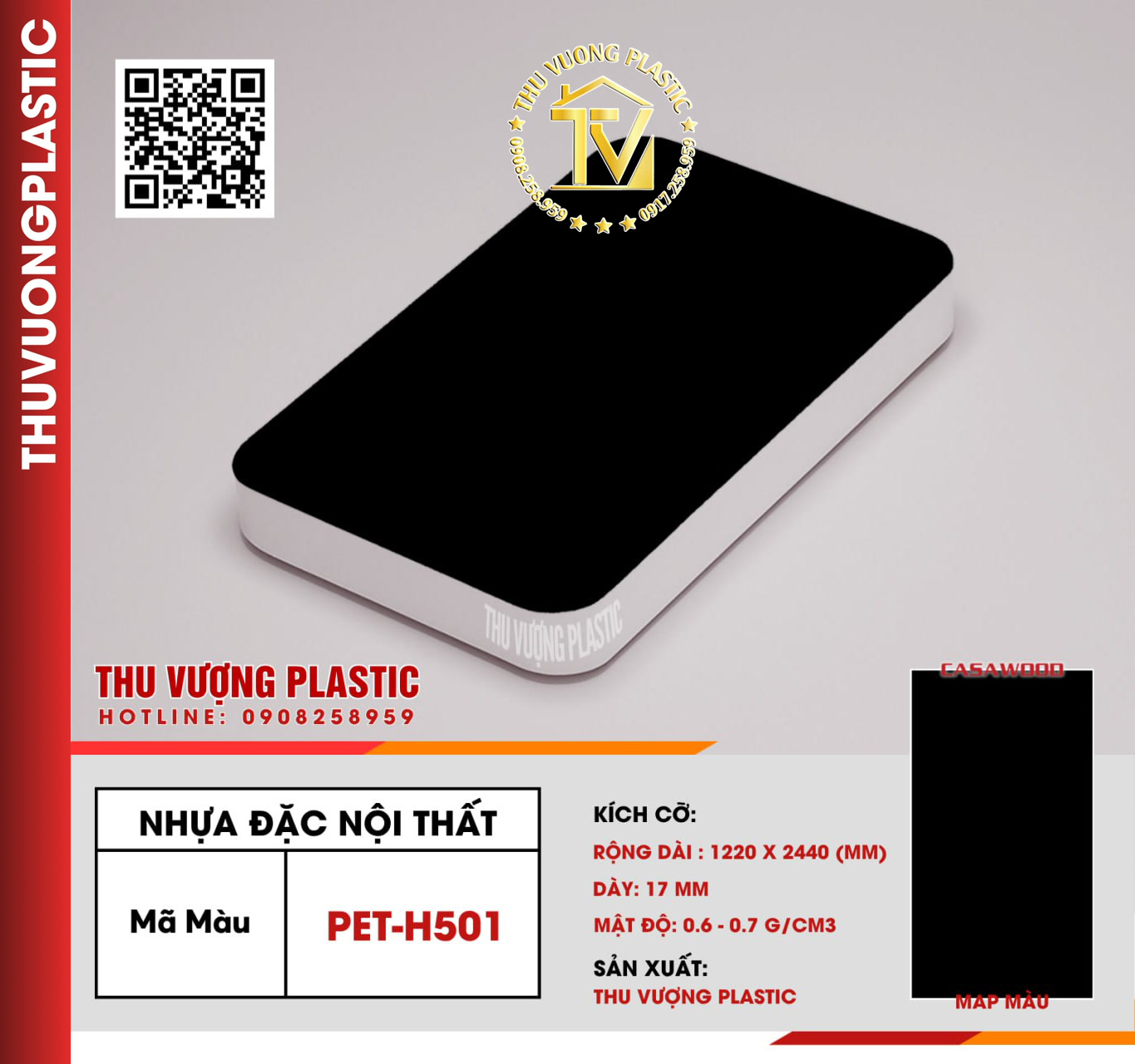 Casawood PET-H501 Tấm Nhựa Đặc Nội Thất PVC