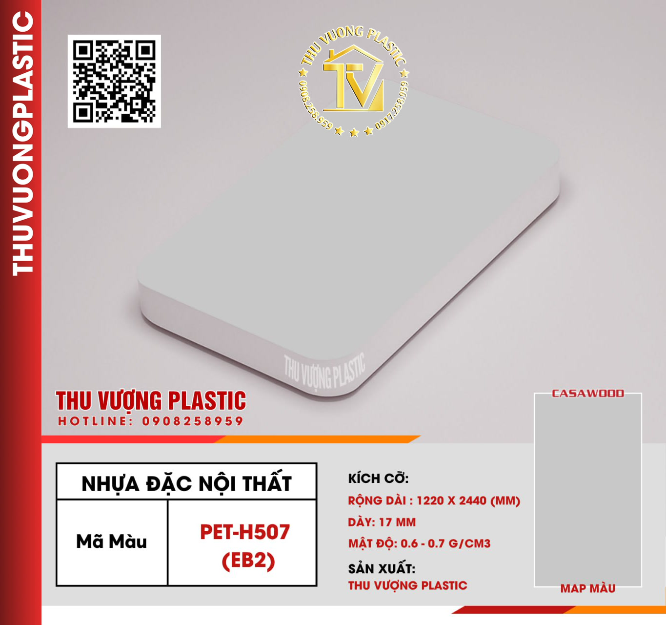 Casawood PET-H507 (EB2) Tấm Nhựa Đặc Nội Thất PVC