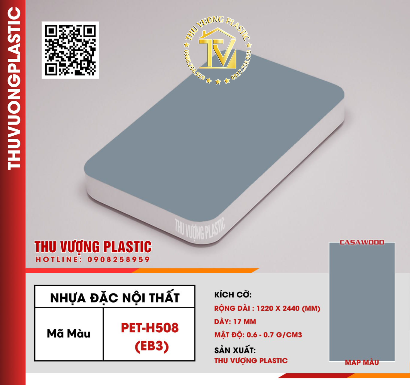 Casawood PET-H508 (EB3) Tấm Nhựa Đặc Nội Thất PVC