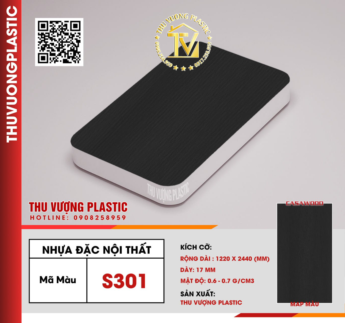 Casawood S301 Tấm Nhựa Đặc Nội Thất PVC