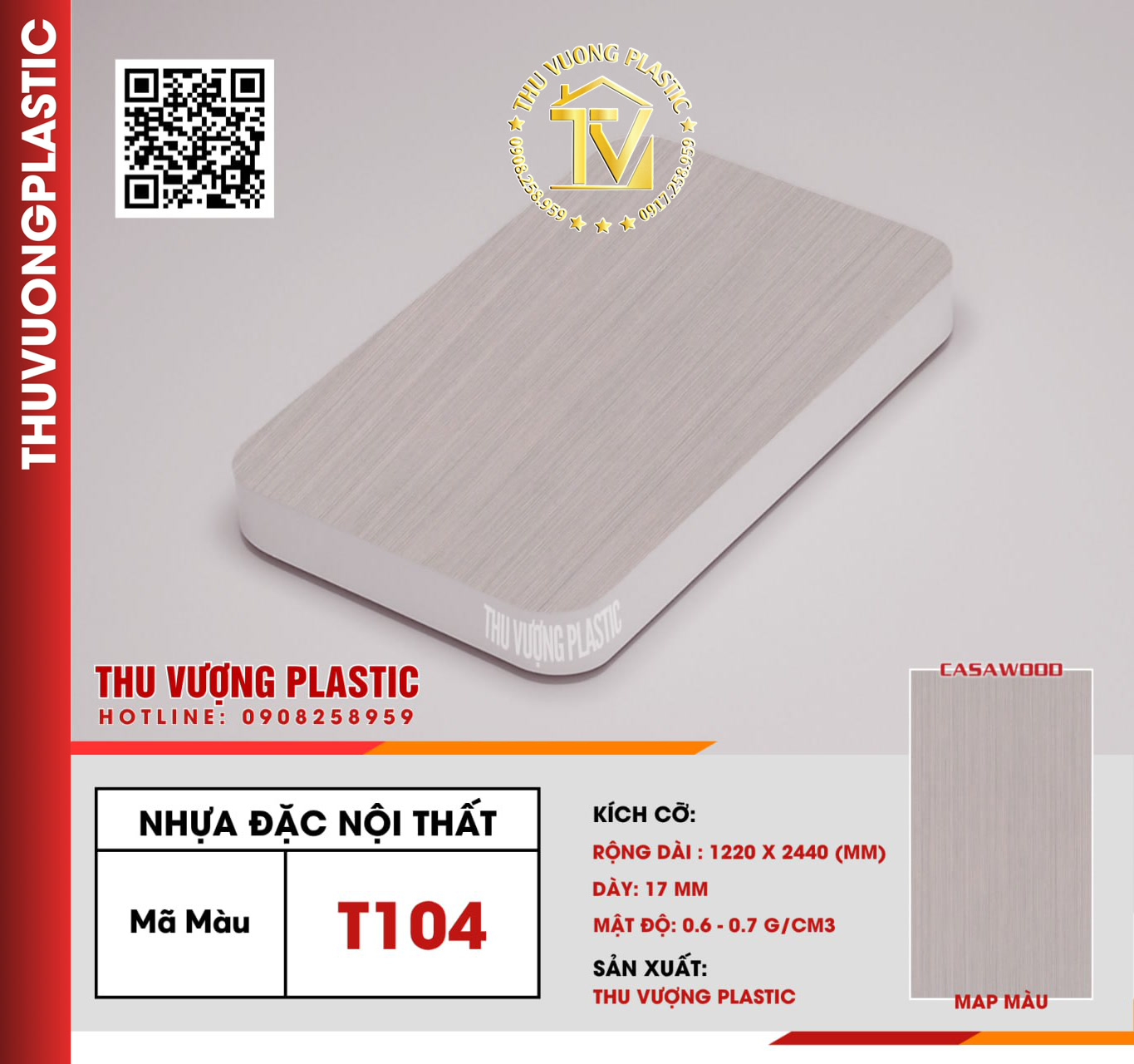 Casawood T104 Tấm Nhựa Đặc Nội Thất PVC