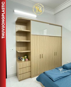 Tủ quần áo nhựa cửa lùa kết hợp đợt kệ