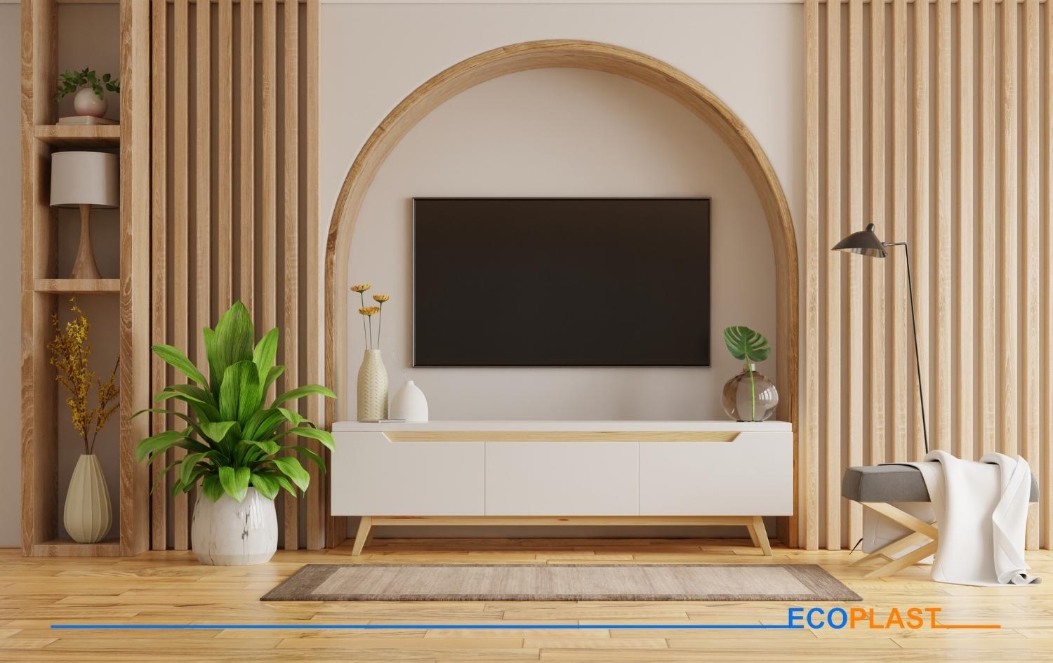 Ứng dụng của tấm nhựa nội thất ECOPLAST khổ 450 mm 4 ke tivi 3
