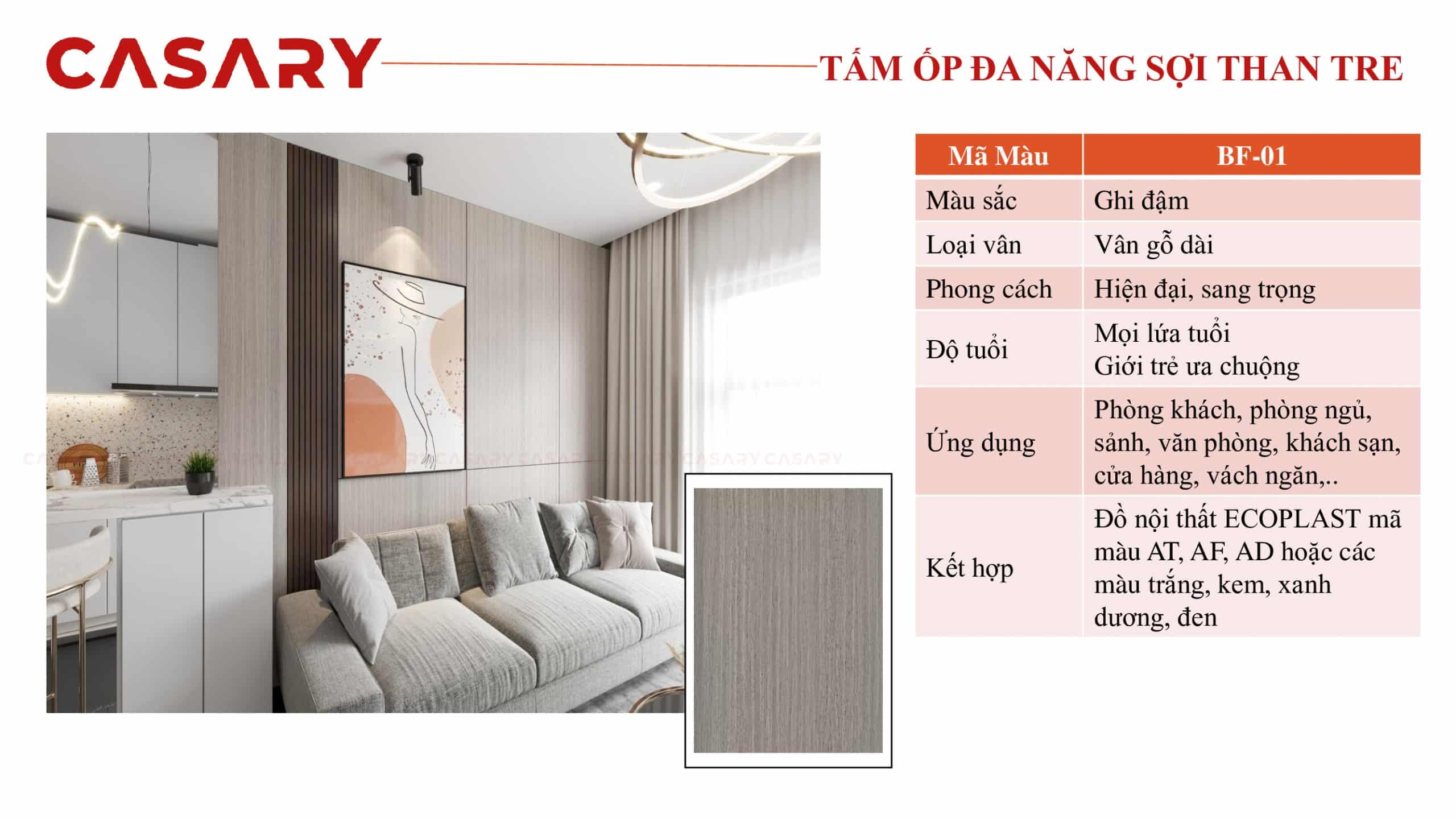 Tấm ốp đa năng CASARY -  BF01 10 ung dung tam op da nang soi than tre BF011