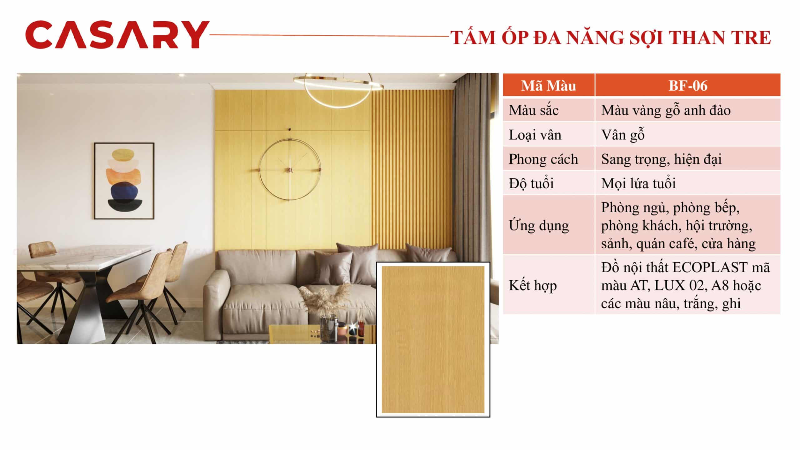 Tấm ốp đa năng CASARY - BF06 10 ung dung tam op da nang soi than tre BF06