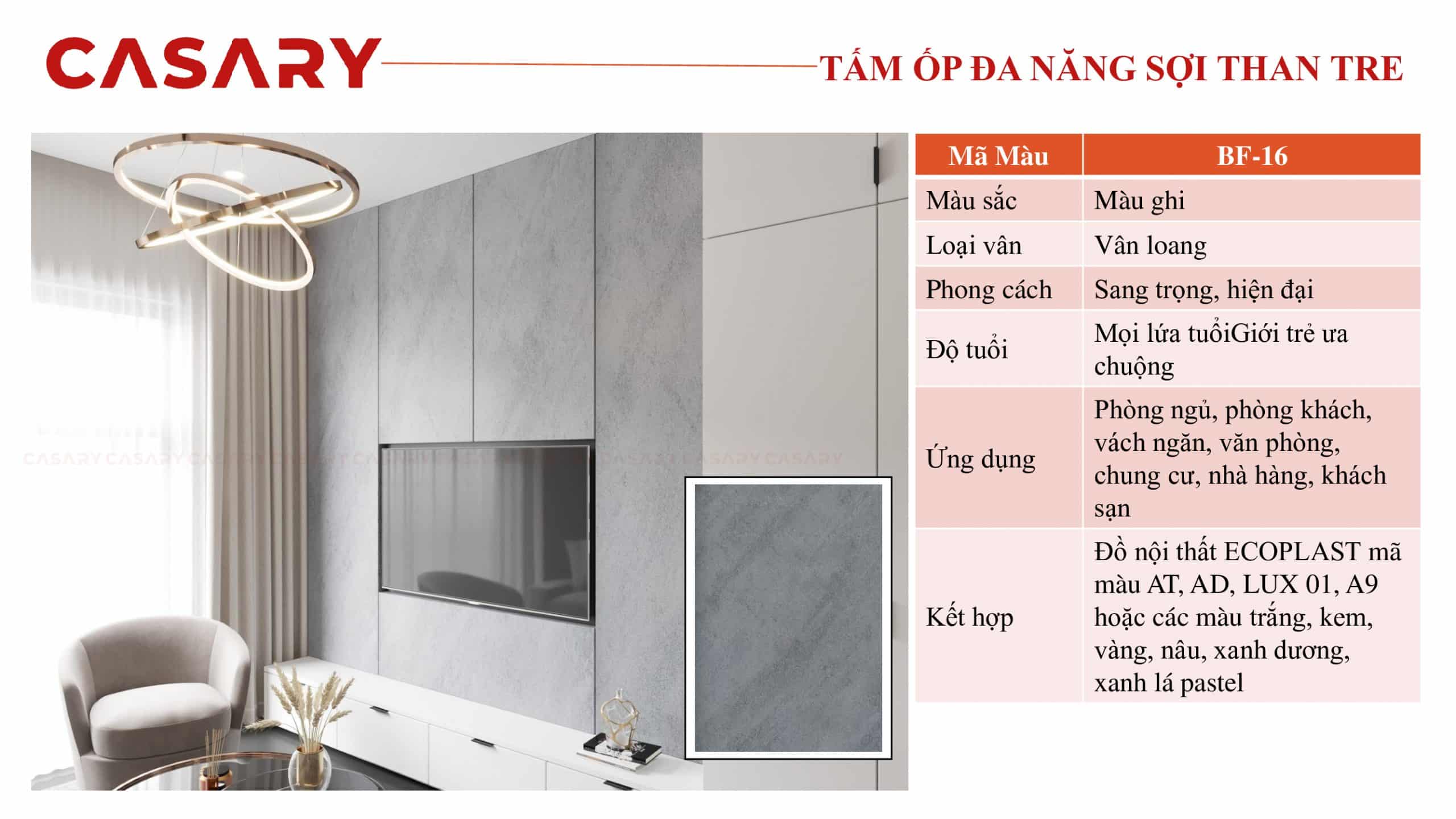 Tấm ốp đa năng CASARY - BF16 10 ung dung tam op da nang soi than tre BF16